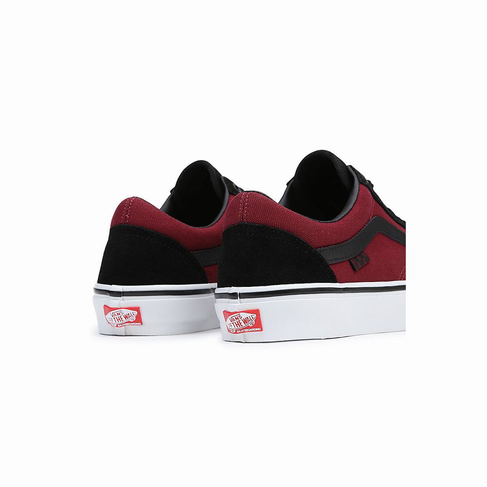 Men's Vans Skate Old Skool Sneakers Black / Red | USA68017