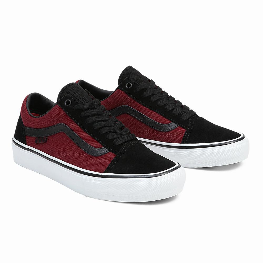 Men\'s Vans Skate Old Skool Sneakers Black / Red | USA68017