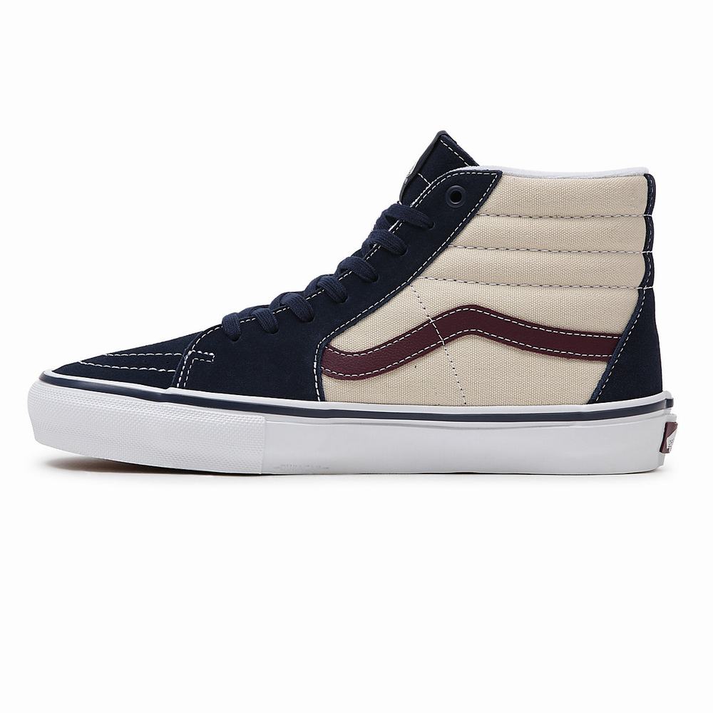 Men's Vans Skate Sk8-Hi Sneakers Beige / Navy | USA24706