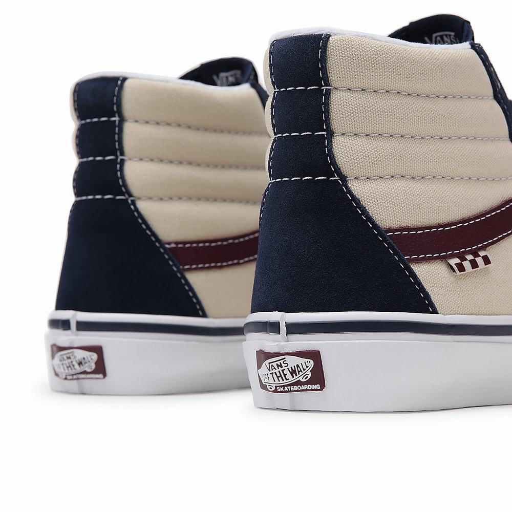 Men's Vans Skate Sk8-Hi Sneakers Beige / Navy | USA24706