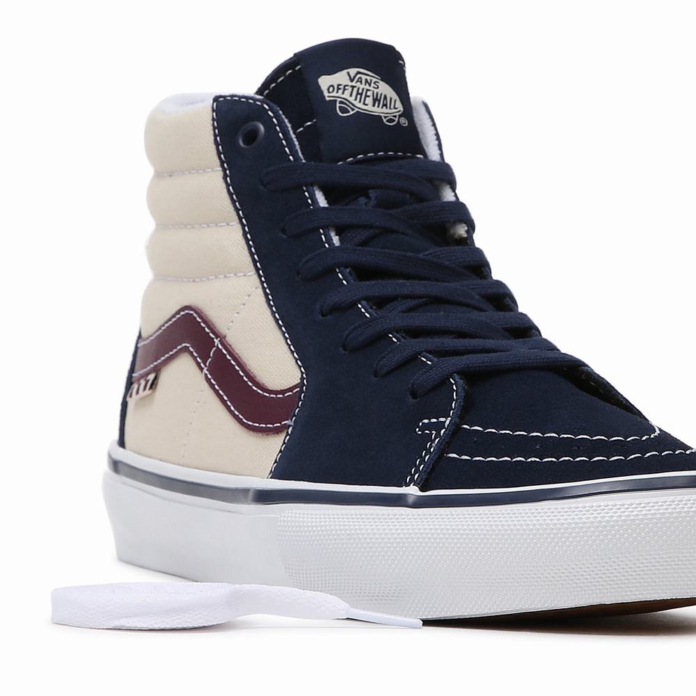 Men's Vans Skate Sk8-Hi Sneakers Beige / Navy | USA24706