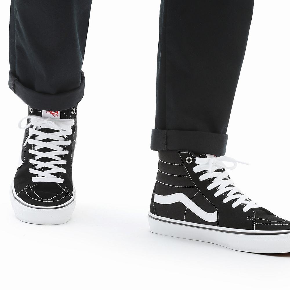 Men's Vans Skate Sk8-Hi Sneakers Black | USA42159