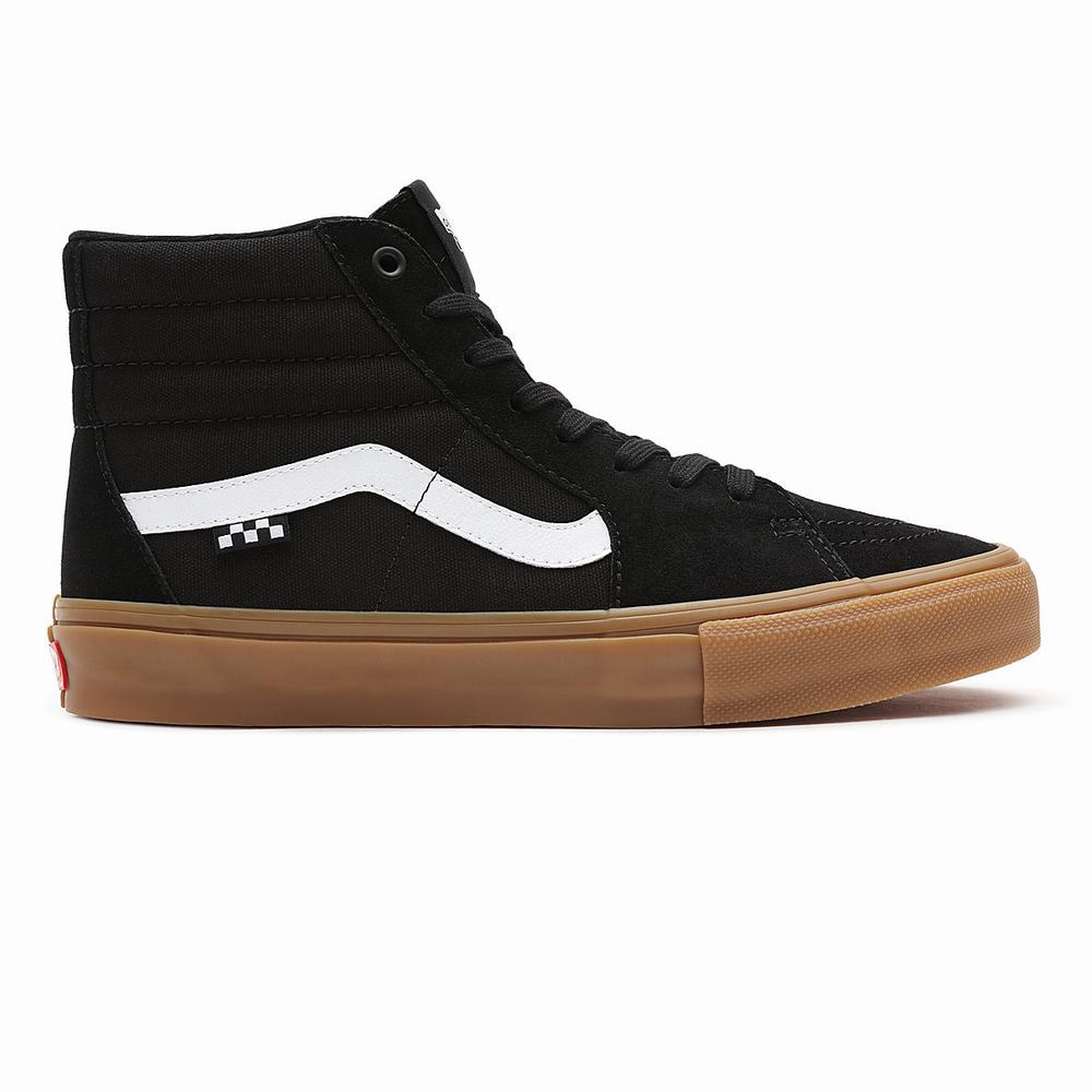 Men's Vans Skate Sk8-Hi Sneakers Black | USA93650