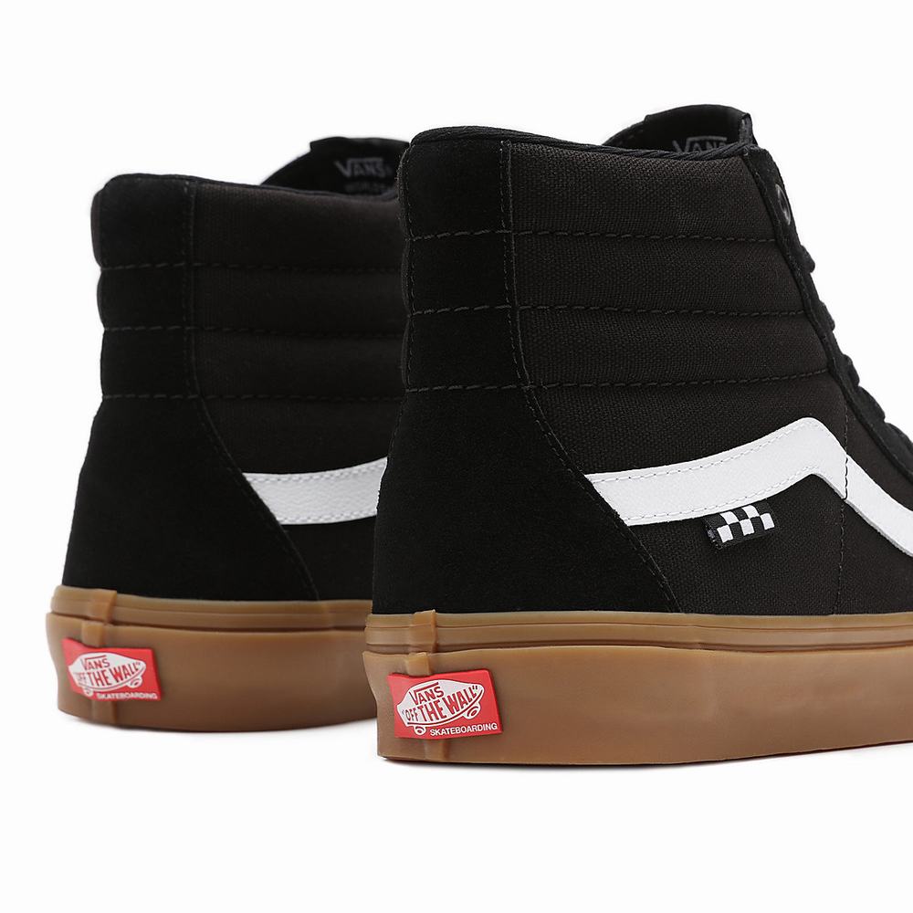 Men's Vans Skate Sk8-Hi Sneakers Black | USA93650