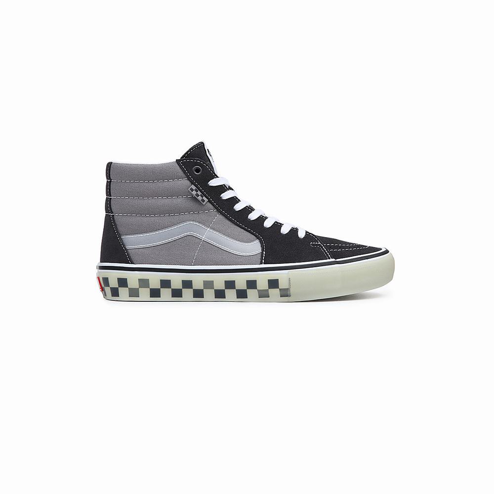 Men's Vans Skate Sk8-Hi Sneakers Black / Grey | USA94503