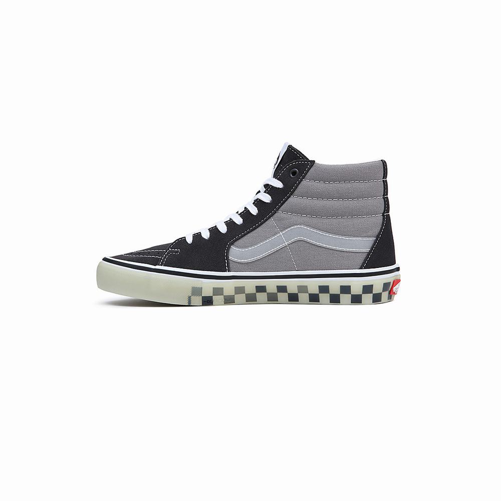 Men's Vans Skate Sk8-Hi Sneakers Black / Grey | USA94503