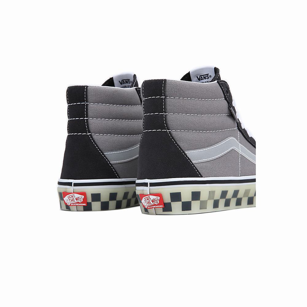 Men's Vans Skate Sk8-Hi Sneakers Black / Grey | USA94503