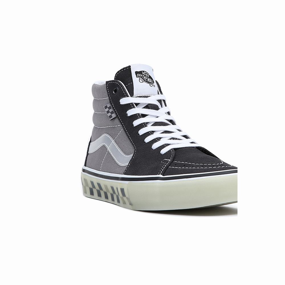 Men's Vans Skate Sk8-Hi Sneakers Black / Grey | USA94503