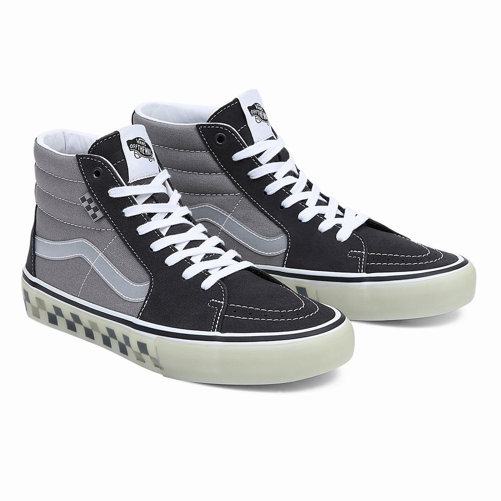 Men\'s Vans Skate Sk8-Hi Sneakers Black / Grey | USA94503