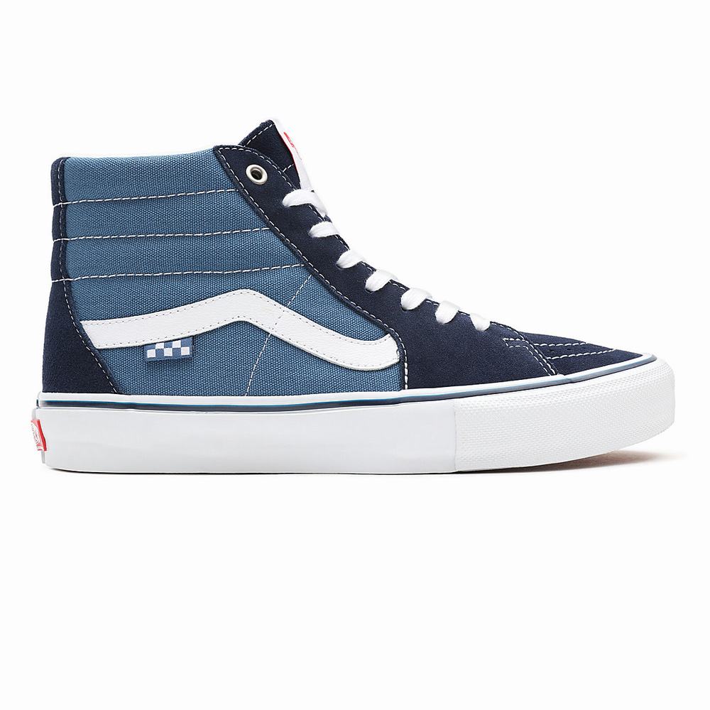 Men's Vans Skate Sk8-Hi Sneakers Blue / Navy | USA31084