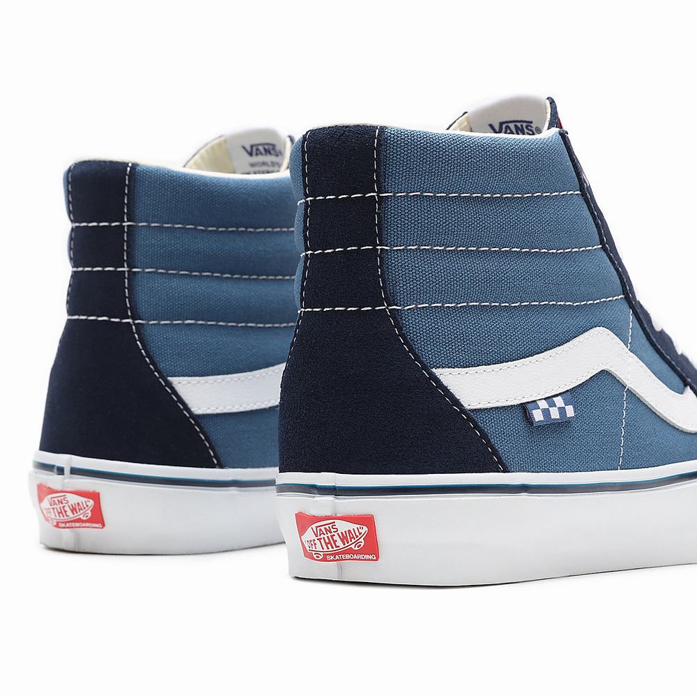 Men's Vans Skate Sk8-Hi Sneakers Blue / Navy | USA31084