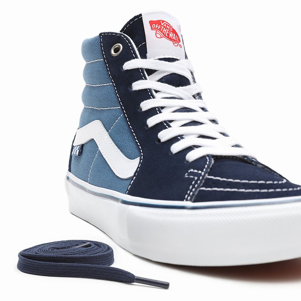 Men's Vans Skate Sk8-Hi Sneakers Blue / Navy | USA31084