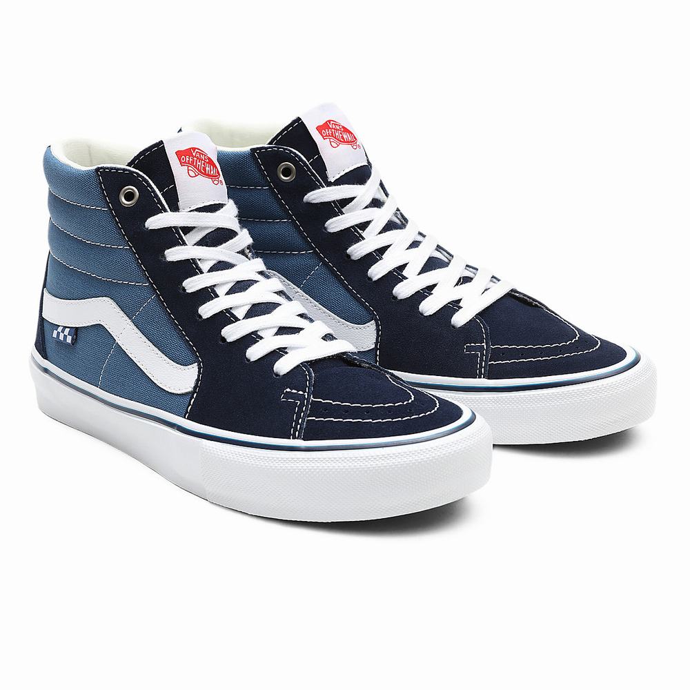 Men\'s Vans Skate Sk8-Hi Sneakers Blue / Navy | USA31084