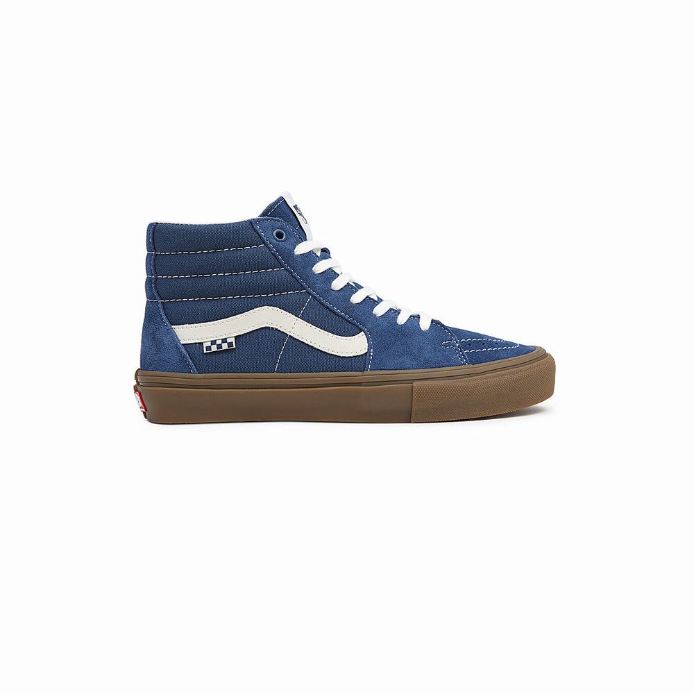 Men's Vans Skate Sk8-Hi Sneakers Blue | USA91246