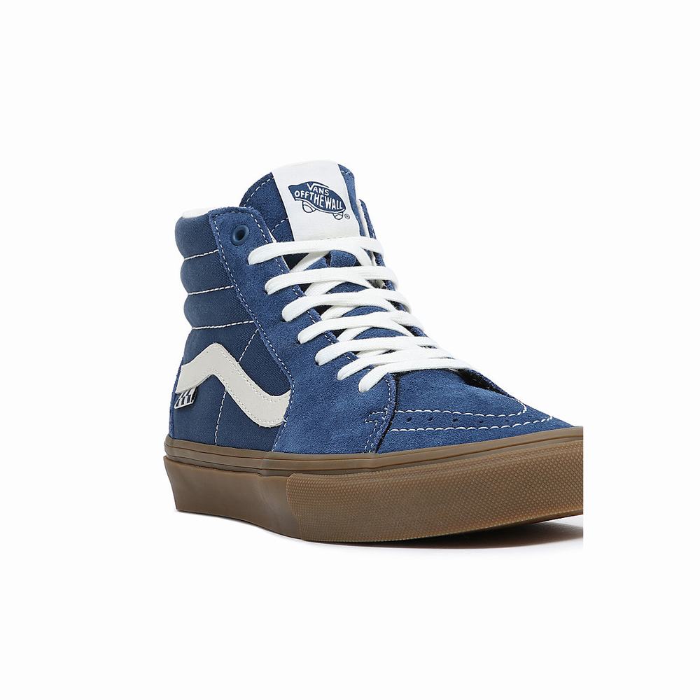 Men's Vans Skate Sk8-Hi Sneakers Blue | USA91246