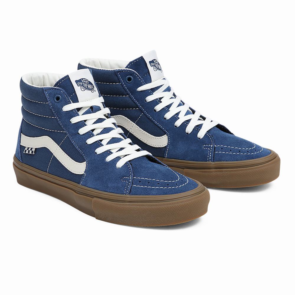 Men\'s Vans Skate Sk8-Hi Sneakers Blue | USA91246