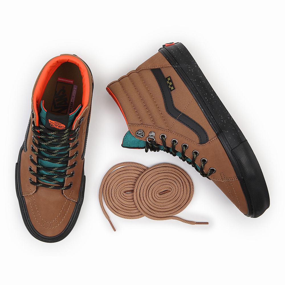 Men's Vans Skate Sk8-Hi Sneakers Brown | USA95163