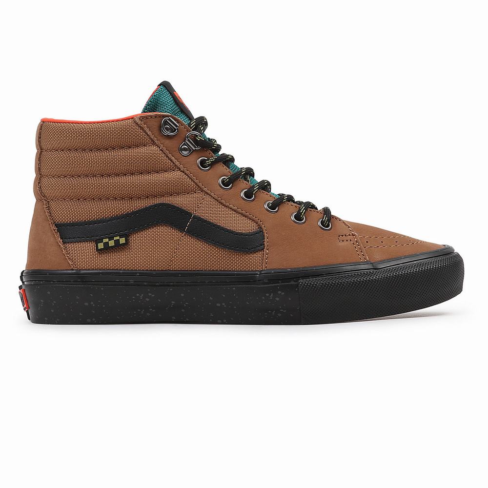 Men's Vans Skate Sk8-Hi Sneakers Brown | USA95163