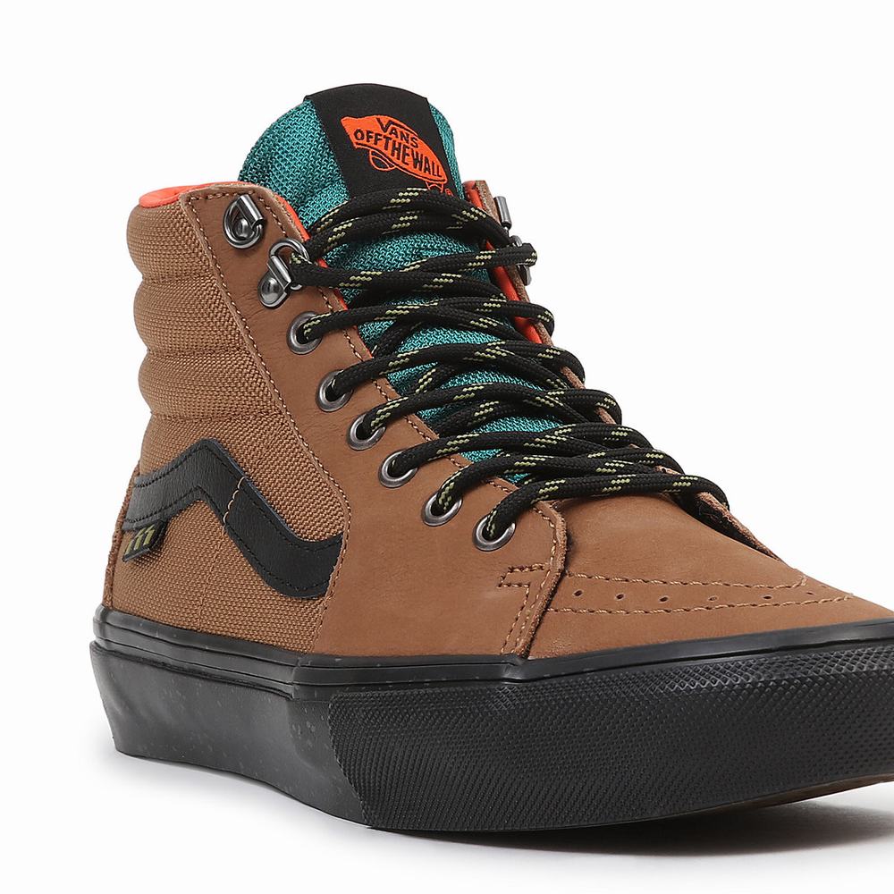 Men's Vans Skate Sk8-Hi Sneakers Brown | USA95163