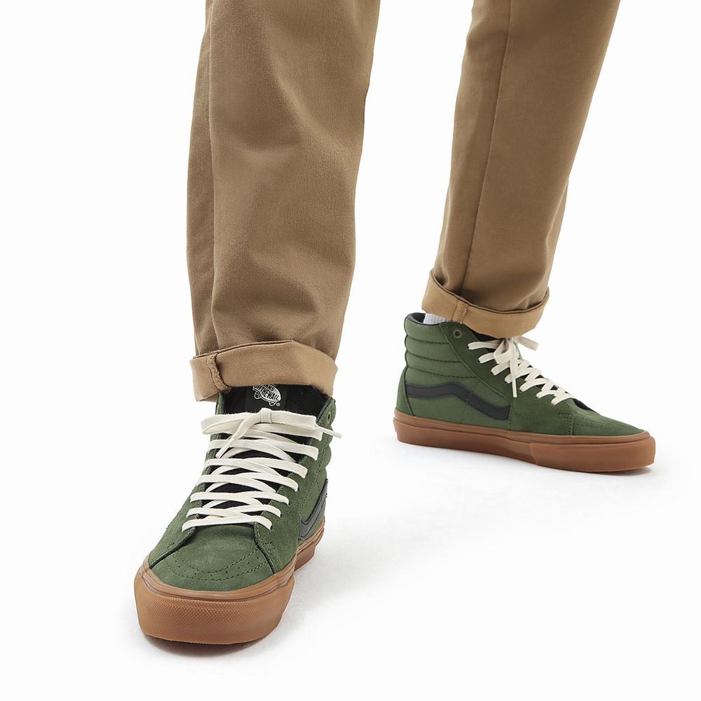 Men's Vans Skate Sk8-Hi Sneakers Green | USA48159