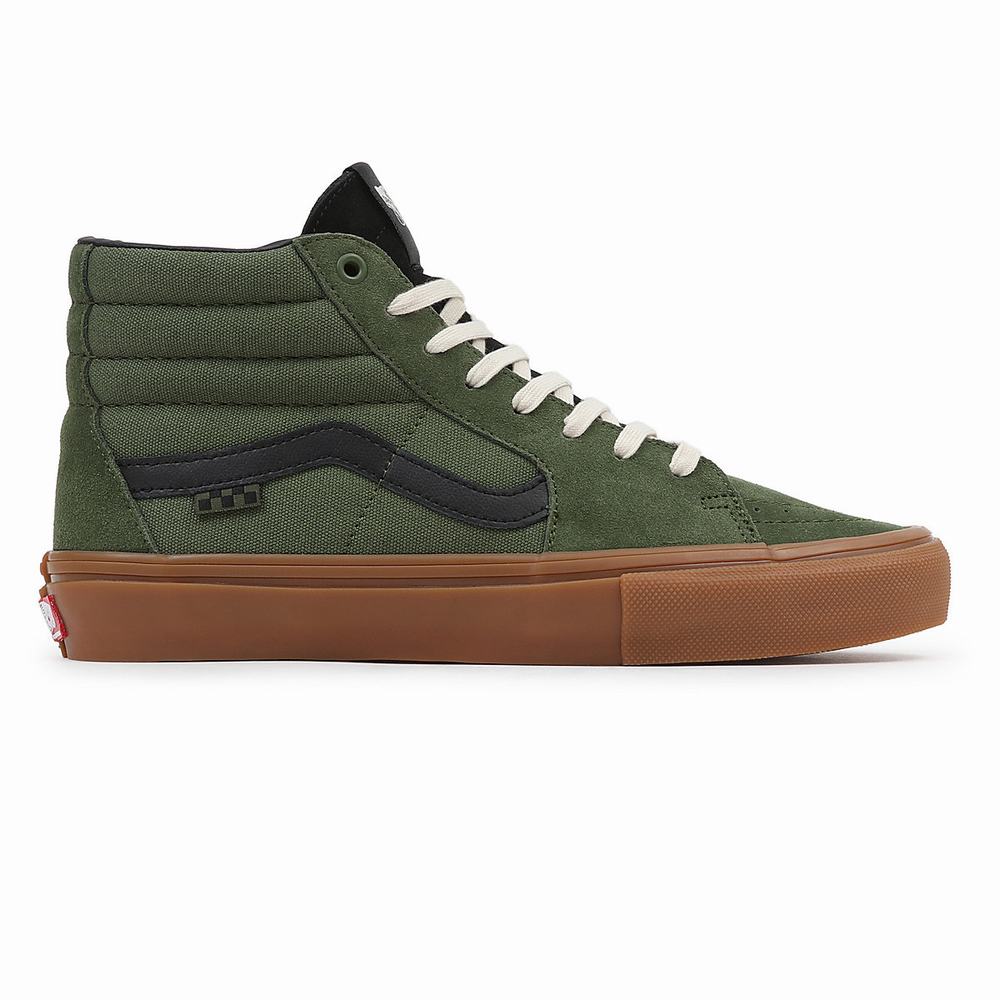 Men's Vans Skate Sk8-Hi Sneakers Green | USA48159