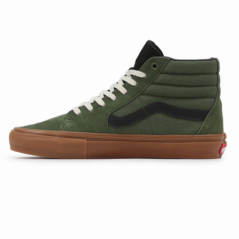 Men's Vans Skate Sk8-Hi Sneakers Green | USA48159