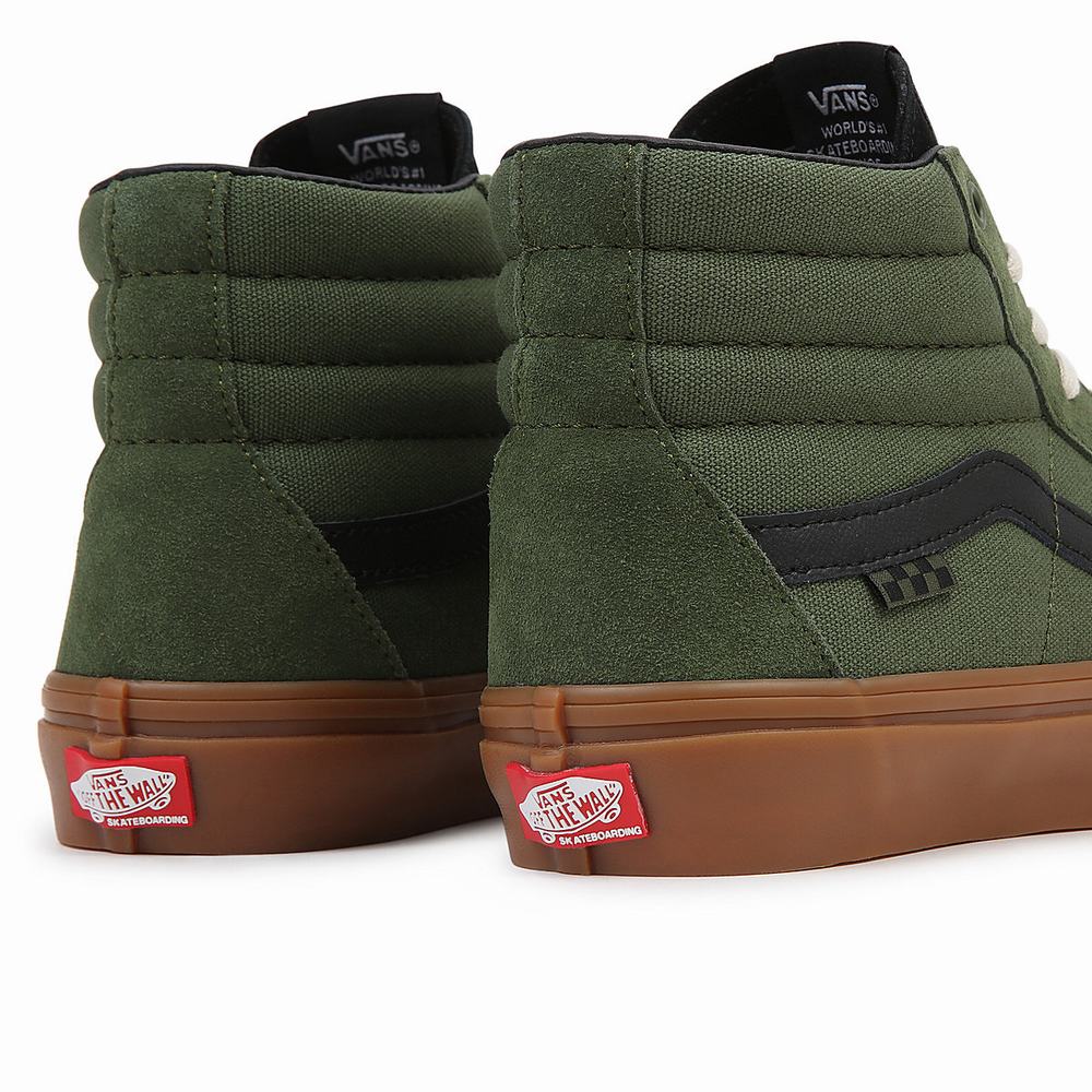 Men's Vans Skate Sk8-Hi Sneakers Green | USA48159