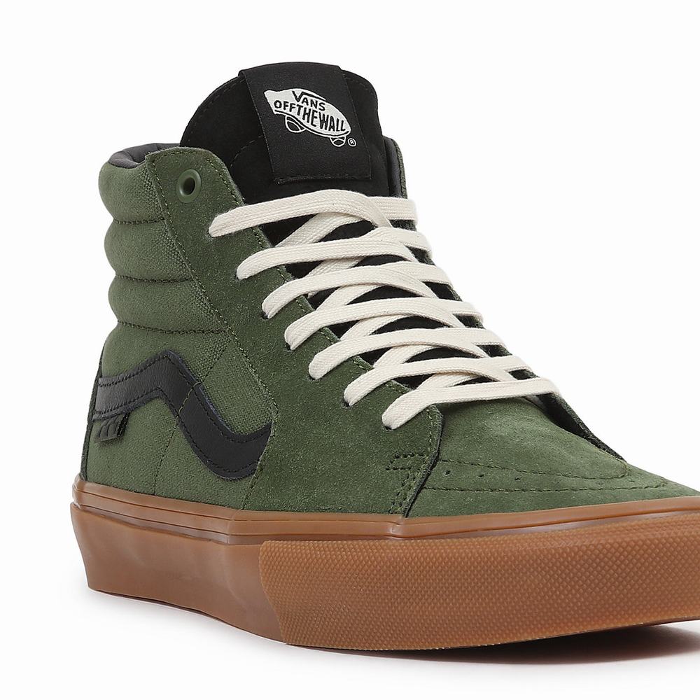 Men's Vans Skate Sk8-Hi Sneakers Green | USA48159