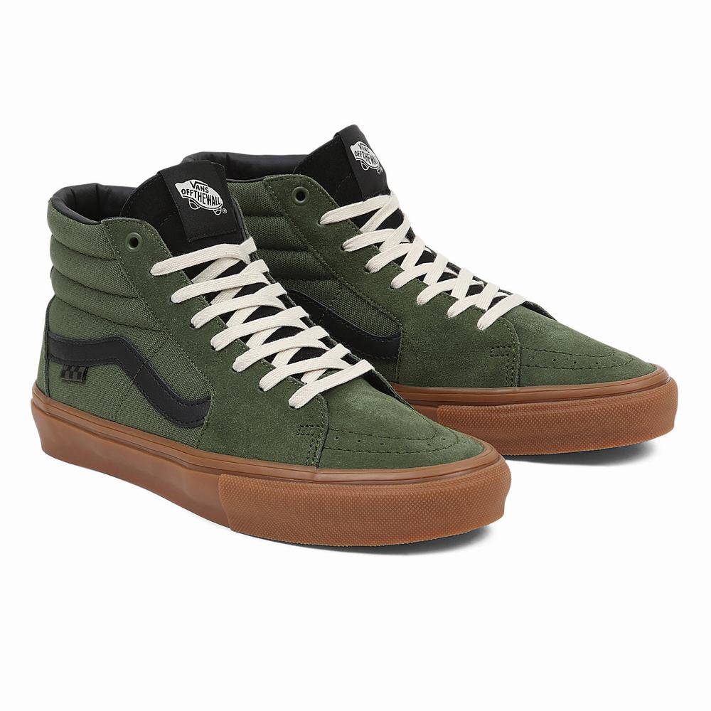 Men\'s Vans Skate Sk8-Hi Sneakers Green | USA48159