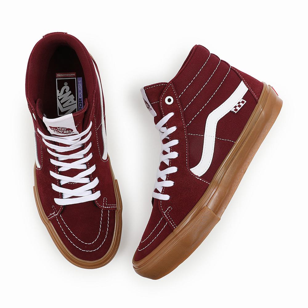 Men's Vans Skate Sk8-Hi Sneakers Red | USA04928