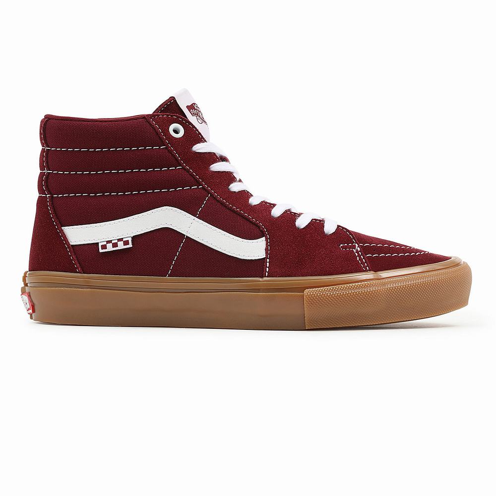 Men's Vans Skate Sk8-Hi Sneakers Red | USA04928