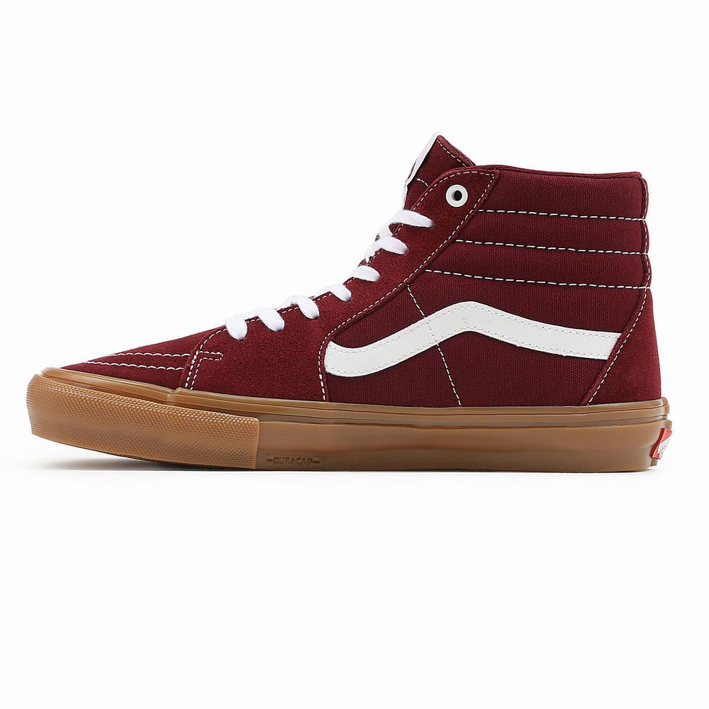 Men's Vans Skate Sk8-Hi Sneakers Red | USA04928