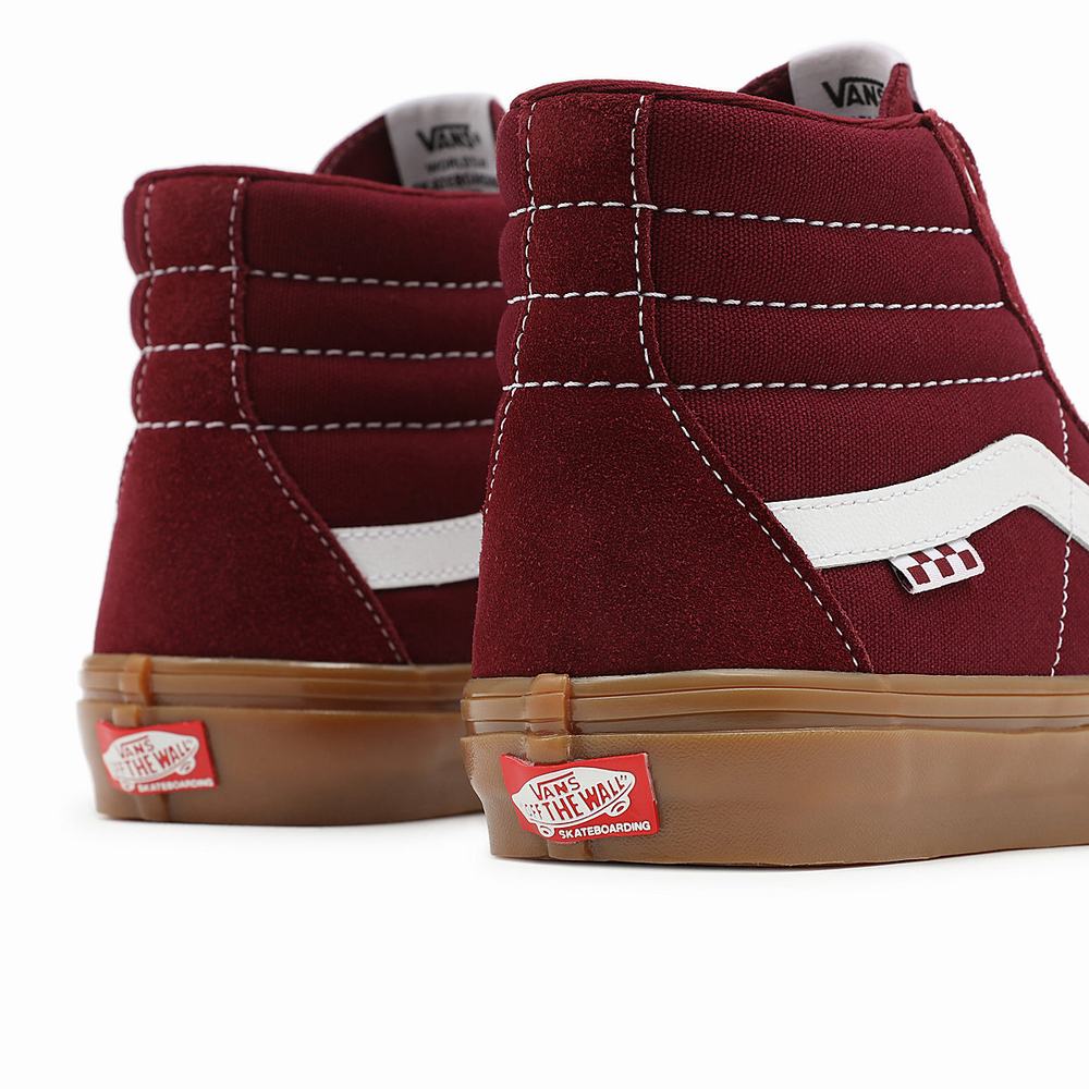 Men's Vans Skate Sk8-Hi Sneakers Red | USA04928