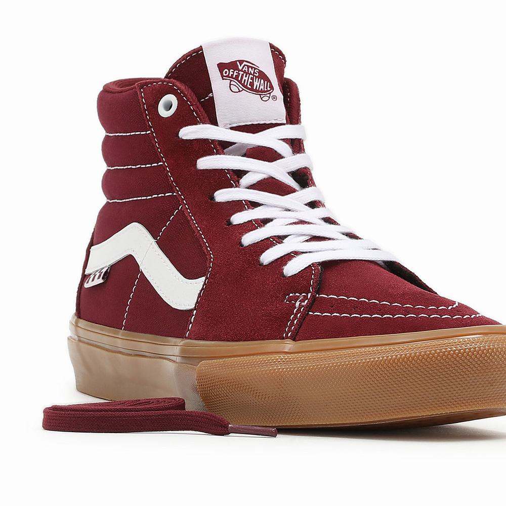 Men's Vans Skate Sk8-Hi Sneakers Red | USA04928