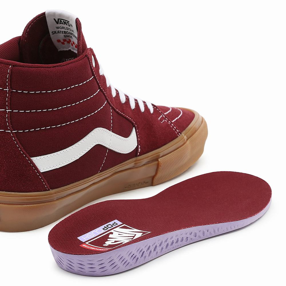 Men's Vans Skate Sk8-Hi Sneakers Red | USA04928