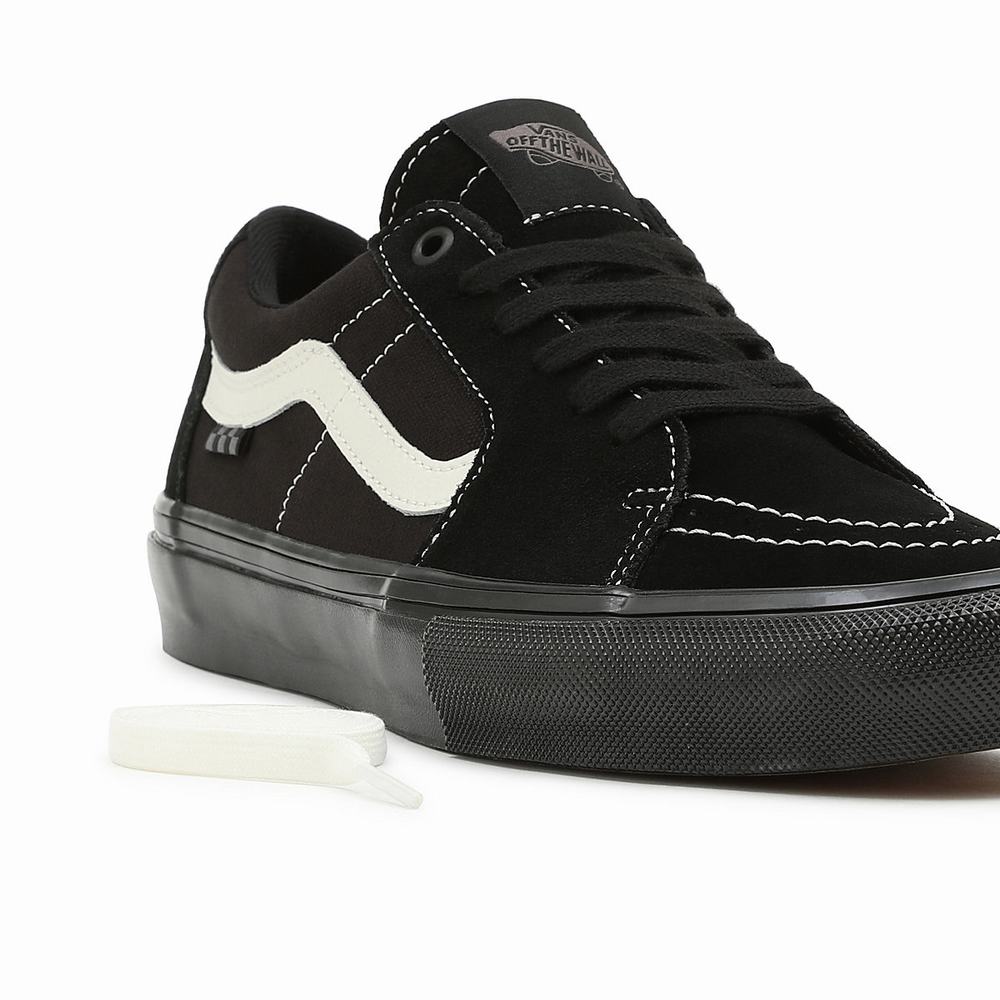 Men's Vans Skate Sk8-Low Sneakers Black | USA80726