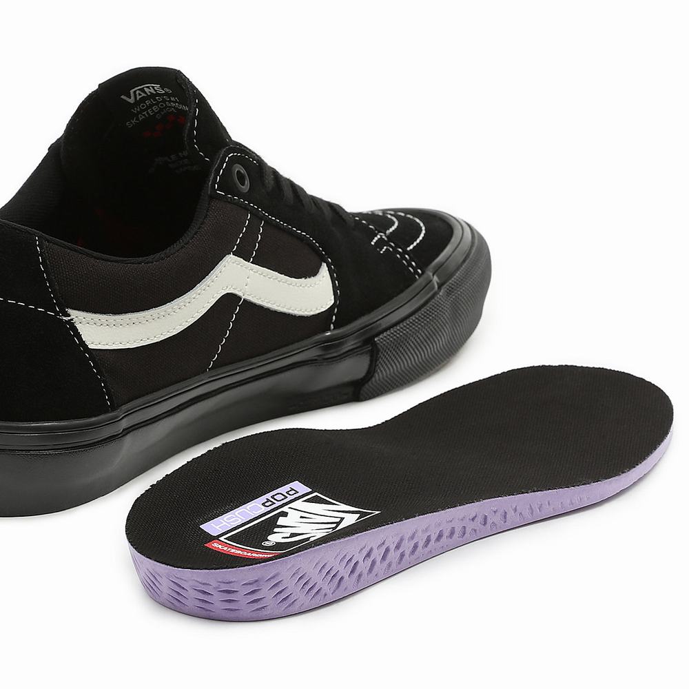 Men's Vans Skate Sk8-Low Sneakers Black | USA80726