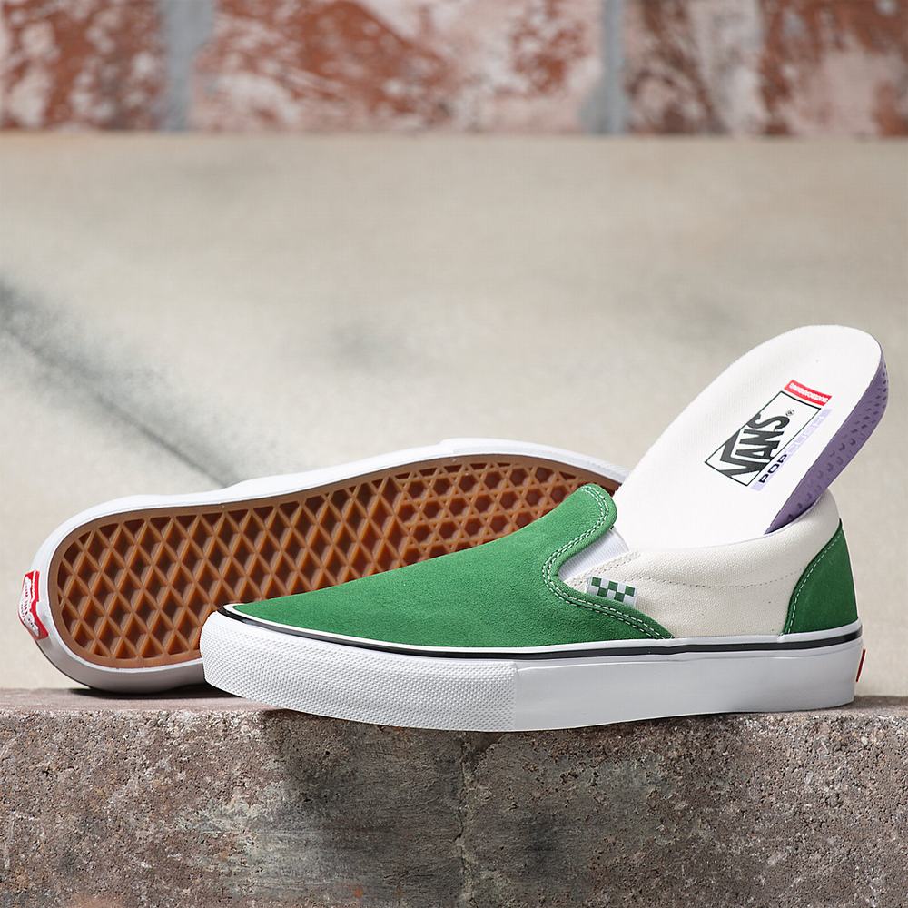 Men's Vans Skate Slip On Shoes Green | USA41570