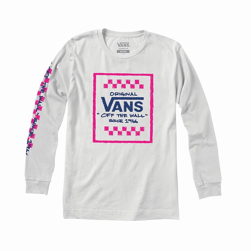 Men's Vans Sketchy Past Longe Sleeve T Shirts White | USA14293