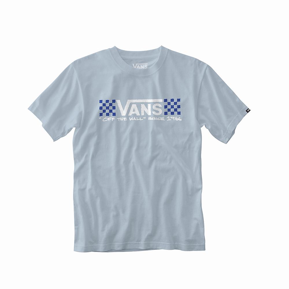 Men's Vans Sketchy Past Premiums T Shirts Blue / Grey | USA83476