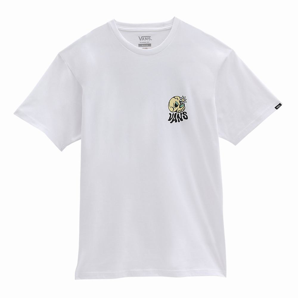 Men's Vans Skull Daze T Shirts White | USA14278