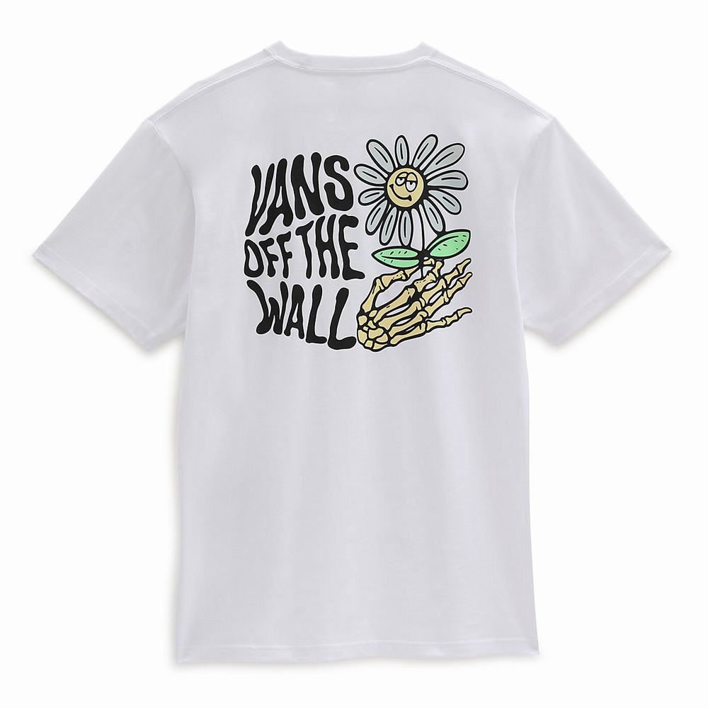 Men's Vans Skull Daze T Shirts White | USA14278