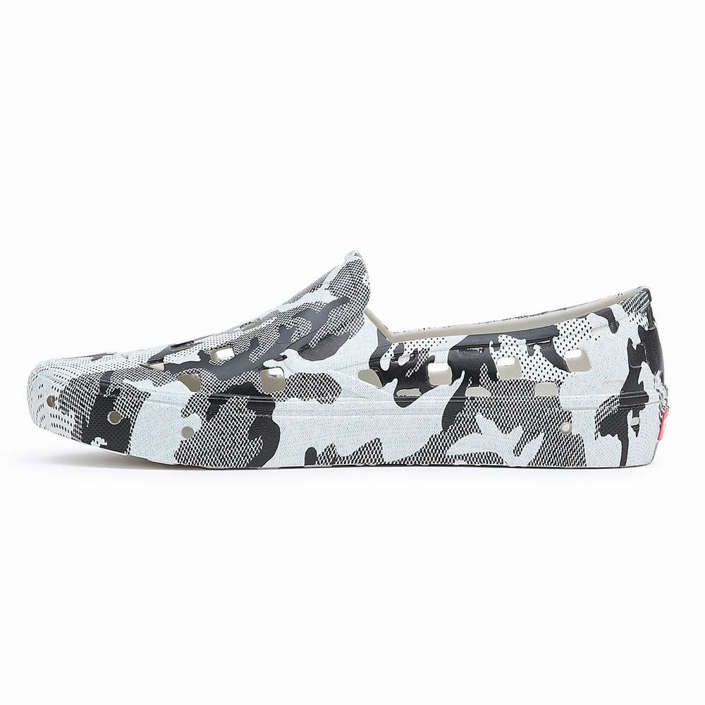 Men's Vans Slip-On TRK Slip On Shoes Grey / White | USA42987