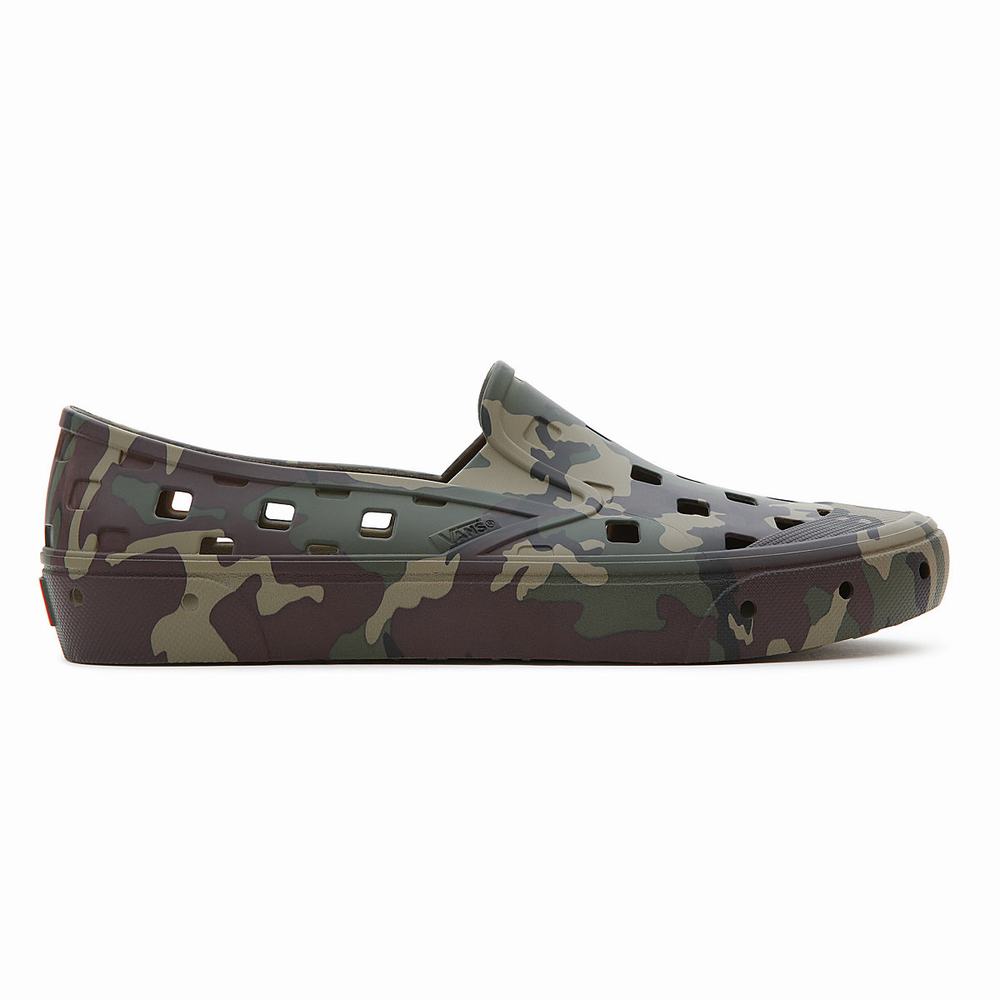 Men's Vans Slip-On TRK Slip On Shoes Green / Brown | USA84251