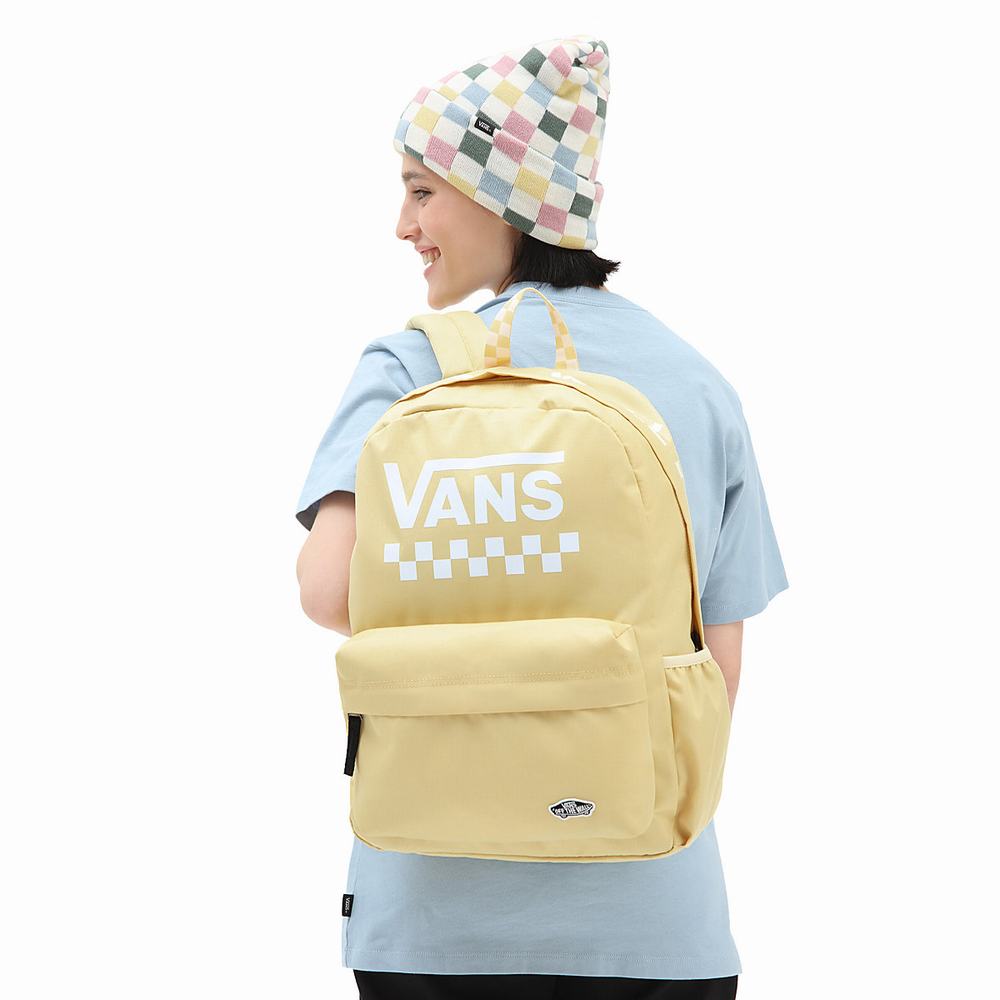 Men's Vans Street Sport Realm Backpacks Yellow | USA82041