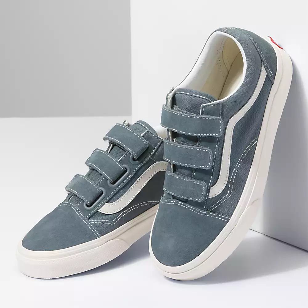 Men's Vans Suede Canvas Old Skool V Sneakers Blue | USA87024