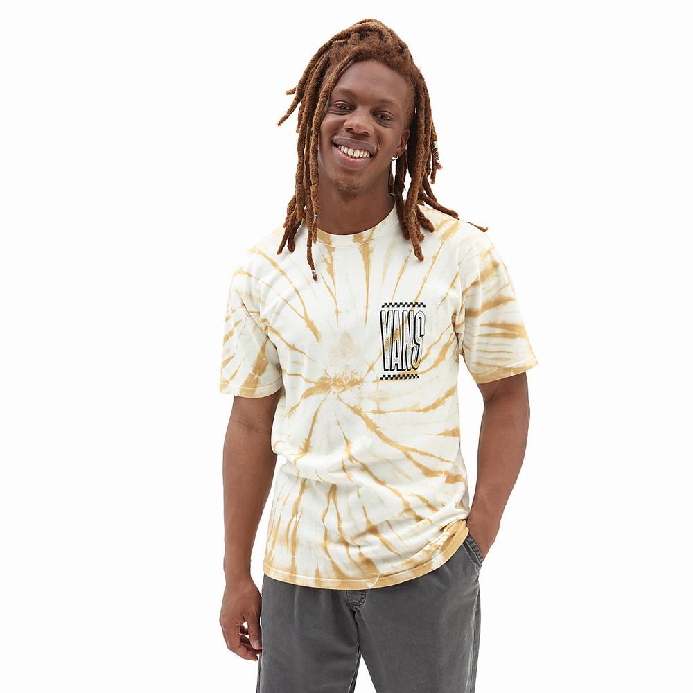 Men's Vans Tall Type Tie Dye T Shirts Beige | USA86173