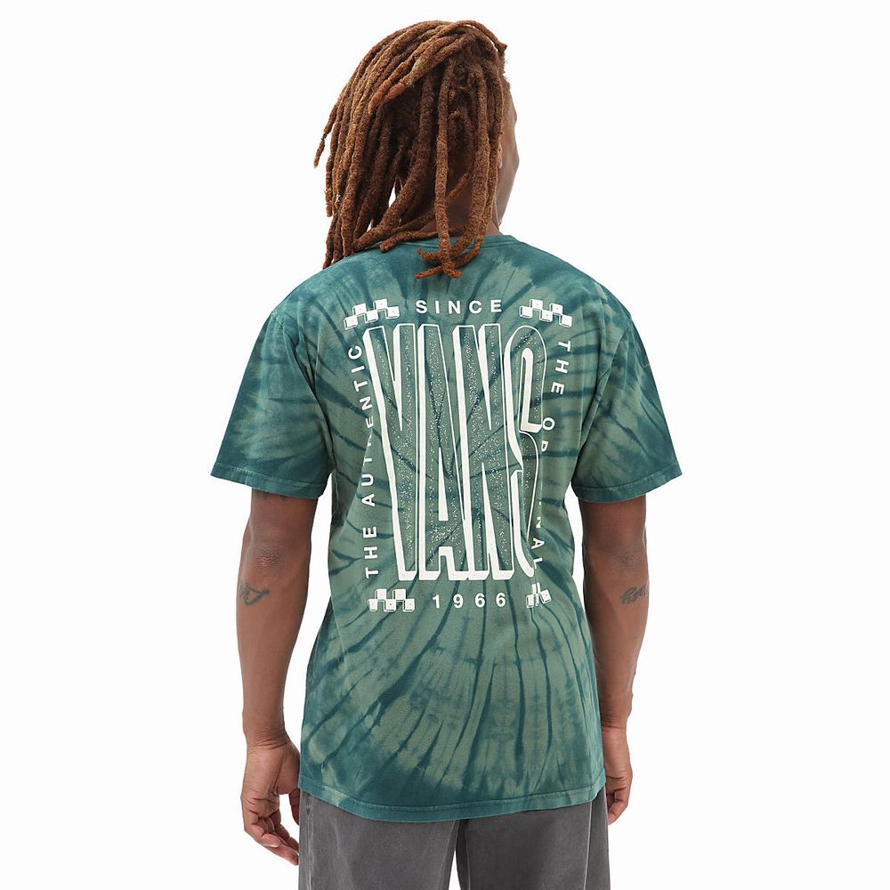 Men\'s Vans Tall Type Tie Dye T Shirts Green | USA41205