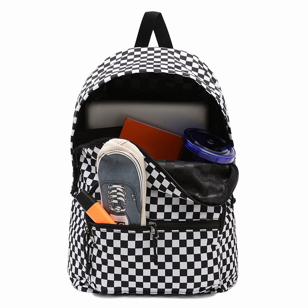 Men's Vans Taxi Backpacks Black / White | USA76143