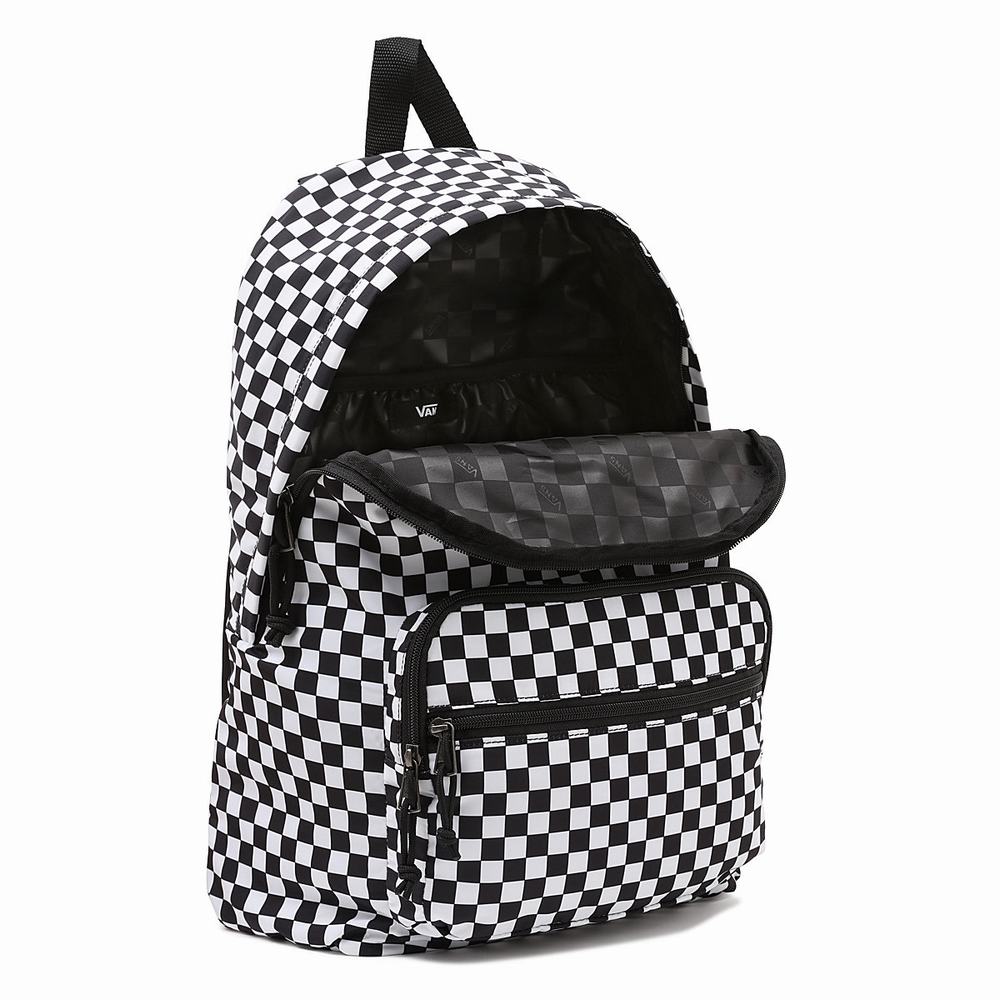 Men's Vans Taxi Backpacks Black / White | USA76143